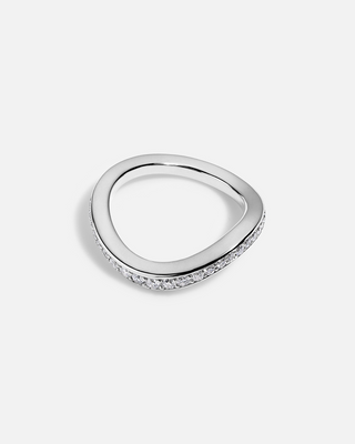 Elegant 2.0ct pear pave moissanite wedding band side profile view