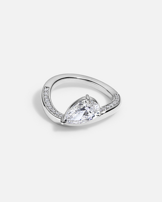 Elegant 2.0ct pear pave moissanite wedding band front view
