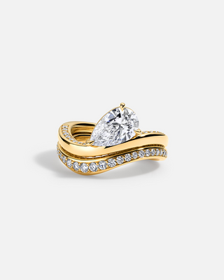 Brilliant 2.0ct pear pave moissanite wedding band front view