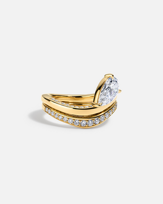 Brilliant 2.0ct pear pave moissanite wedding band side profile view