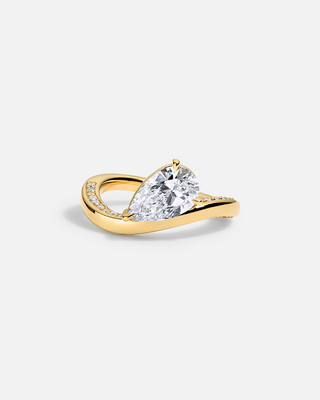Brilliant 2.0ct pear pave moissanite wedding band top view