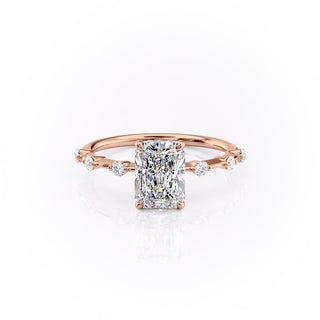 2.0 CT Radiant Cut Petite Pave Diamond Moissanite Engagement Ring