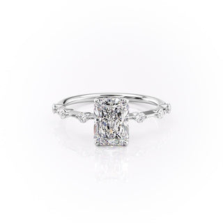 2.0 CT Radiant Cut Petite Pave Diamond Moissanite Engagement Ring