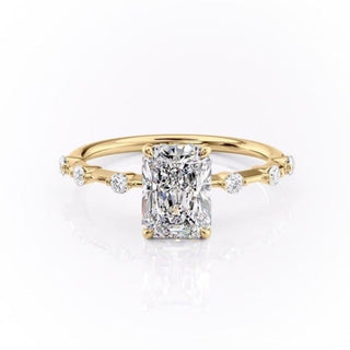2.0 CT Radiant Cut Petite Pave Diamond Moissanite Engagement Ring