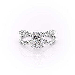 2.0 CT Radiant Cut Solitaire Split Shank Setting Moissanite Engagement Ring