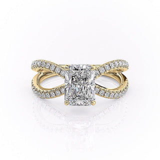 2.0 CT Radiant Cut Solitaire Split Shank Setting Moissanite Engagement Ring