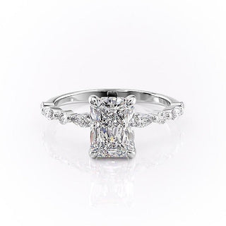 2.1 CT Radiant Brilliant Cut Pave Moissanite Engagement Ring band view