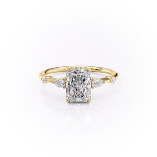 2.1 CT Radiant Cut 3 Stone Diamond Moissanite Engagement Ring