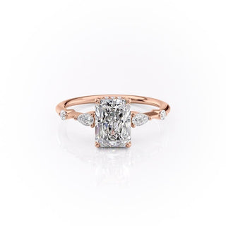 2.1 CT Radiant Cut 3 Stone Diamond Moissanite Engagement Ring