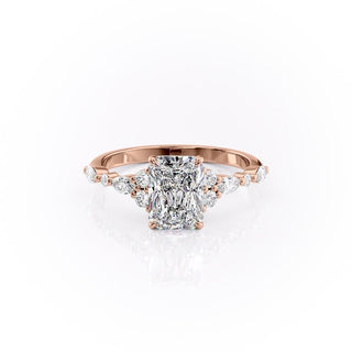 2.0 CT Radiant Cluster Sparkling Moissanite Engagement Ring side view