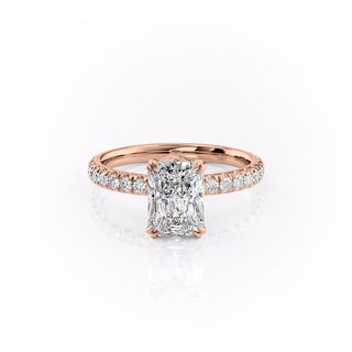 2.0 CT Radiant Brilliant Cut Pave Moissanite Engagement Ring front view