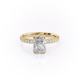 2.0 CT Radiant Brilliant Cut Pave Moissanite Engagement Ring sparkle view