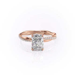 2.1 CT Radiant Cut Infinity Pave Diamond Moissanite Engagement Ring