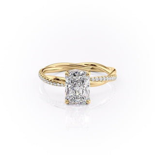 2.1 CT Radiant Cut Infinity Pave Diamond Moissanite Engagement Ring