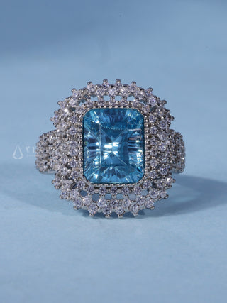 2.0CT Ice Crush Radiant Cut American Diamond Halo Cluster Engagement Ring