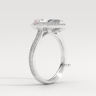 Halo Pave Marquise Cut Moissanite Engagement Ring setting detail