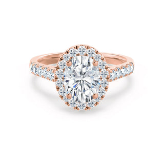 Graceful 1.50ct oval halo moissanite ring side profile view image 2