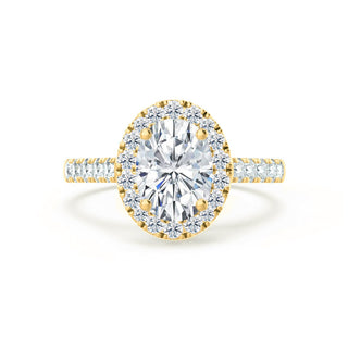 Modern 1.50ct oval halo moissanite ring top view image 2