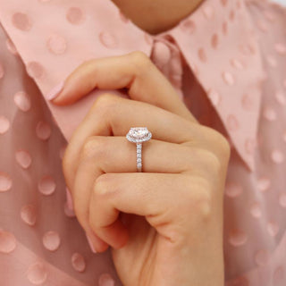 Classic 1.50ct oval halo moissanite ring sparkle close up
