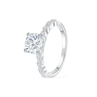 1.50 CT Round Cut Solitaire Halo Moissanite Engagement Ring front view