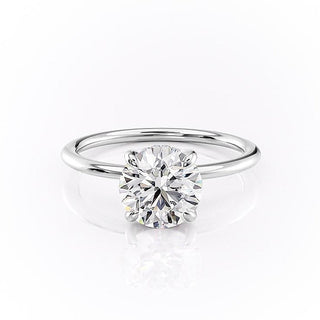 1.6 CT Round Cut Hidden Halo Solitaire Moissanite Diamond Engagement Ring