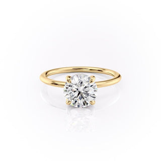1.6 CT Round Cut Hidden Halo Solitaire Moissanite Diamond Engagement Ring