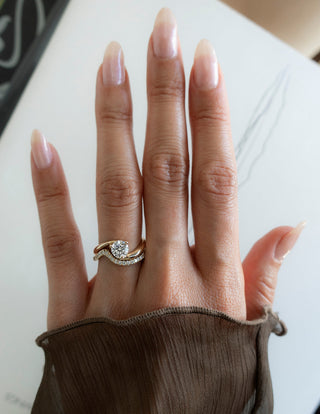 0.50CT-1.50CT Round Moissanite Diamond By Pass Engagement Dream Ring With Matching Band
