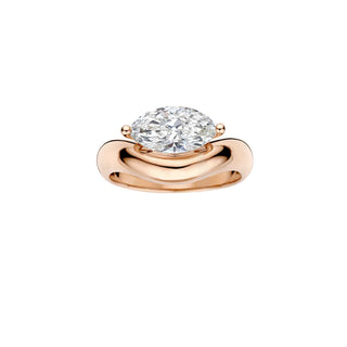 1.50ct Marquise Diamond Trace Band Unique Curved Engagement Ring With Matching Band