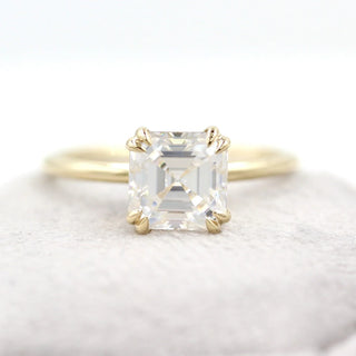 2.0CT Asscher Cut Solitaire Moissanite Diamond Engagement Ring