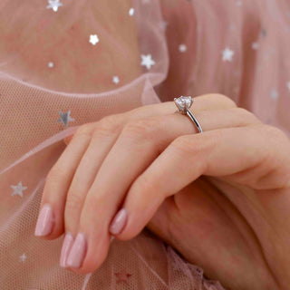 Refined 1.50ct round solitaire moissanite ring detail view of the band