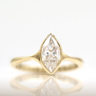 1.0CT Marquise Cut Bezel Solitaire Moissanite Engagement Ring