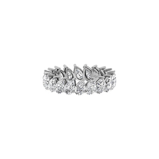 Lustrous pear eternity moissanite wedding band front view