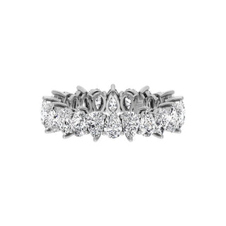 Vintage pear eternity moissanite wedding band front view