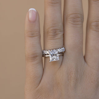 0.44ct Baguette And Round Half Eternity Moissanite Diamond Wedding Band