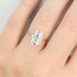 3.63CT Elongated Cushion Solitaire Moissanite Diamond Engagement Ring