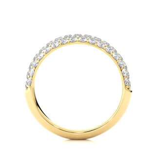 Round Cut Three Row Pave Moissanite Men's Wedding Band