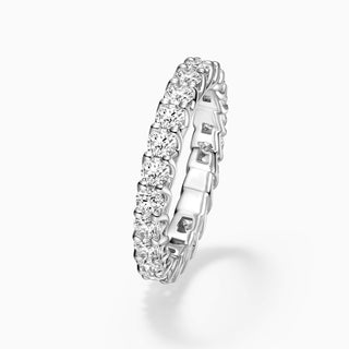 Round Cut Moissanite Four Claw Diamond Pave Wedding Band
