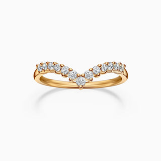 Round Cut Moissanite Diamond V-Shape Wedding Band