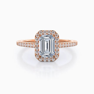 4.0 CT Emerald Cut Moissanite Diamond Halo Setting Engagement Ring