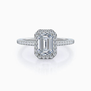 4.0 CT Emerald Cut Moissanite Diamond Halo Setting Engagement Ring