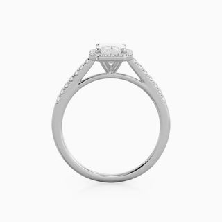 4.0 CT Emerald Cut Moissanite Diamond Halo Setting Engagement Ring