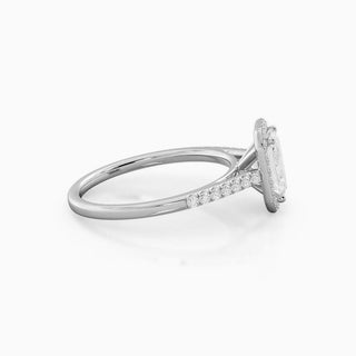 4.0 CT Emerald Cut Moissanite Diamond Halo Setting Engagement Ring