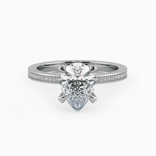 4.0 CT Pear Cut Moissanite Diamond Hidden Halo Engagement Ring For Women