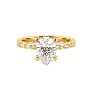 4.0 CT Pear Cut Moissanite Diamond Hidden Halo Engagement Ring For Women