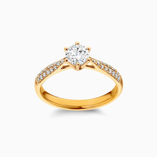 1.0 CT Round Cut Moissanite Diamond Cathedral Setting Engagement Ring