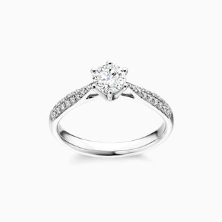 1.0 CT Round Cut Moissanite Diamond Cathedral Setting Engagement Ring