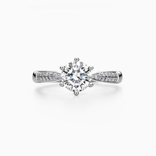 1.0 CT Round Cut Moissanite Diamond Cathedral Setting Engagement Ring
