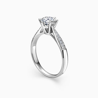 1.0 CT Round Cut Moissanite Diamond Cathedral Setting Engagement Ring