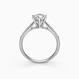 1.0 CT Round Cut Moissanite Diamond Cathedral Setting Engagement Ring