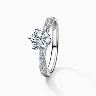 1.0 CT Round Cut Moissanite Diamond Cathedral Setting Engagement Ring